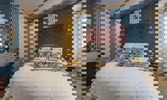 Internal of a Caravan Master Bedroom with Ensuite