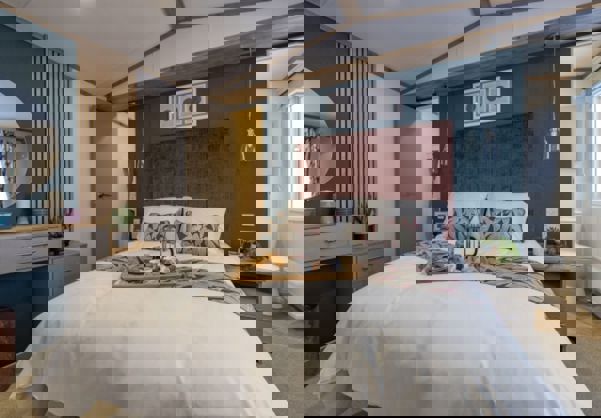 Internal of a Caravan Master Bedroom with Ensuite