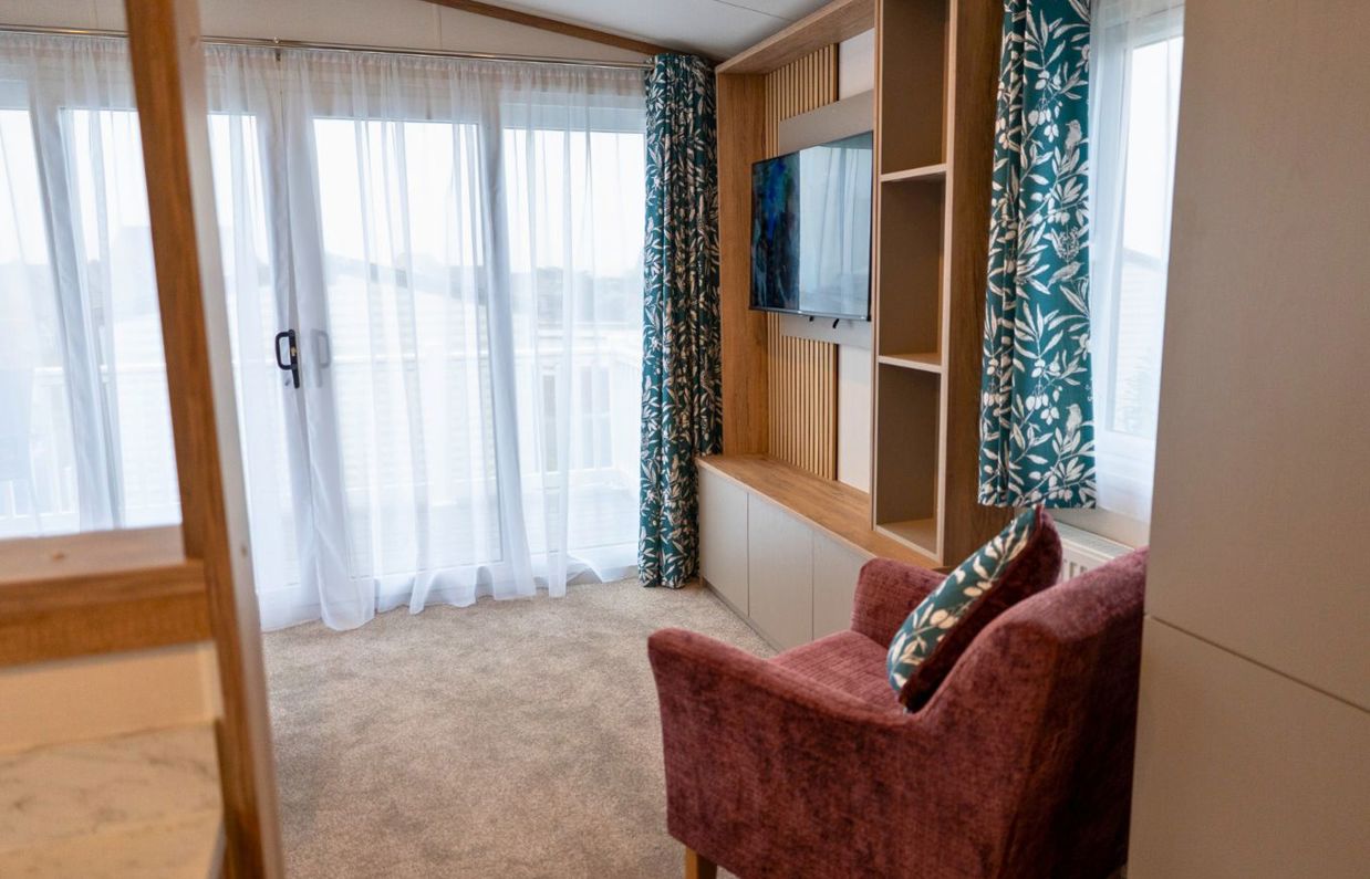 Internal of a caravan open plan lounge