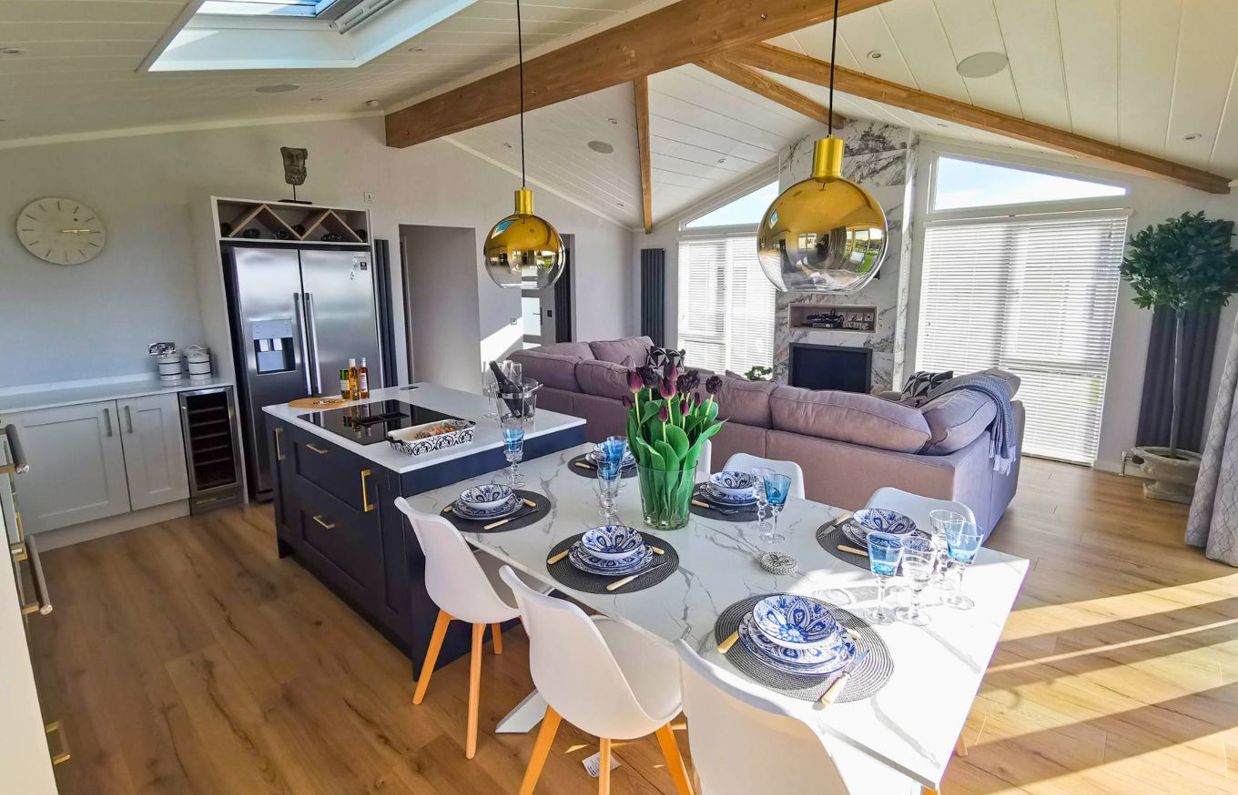 Internal of a luxury lodge open plan living space