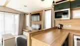 Internal of a caravan open plan living space