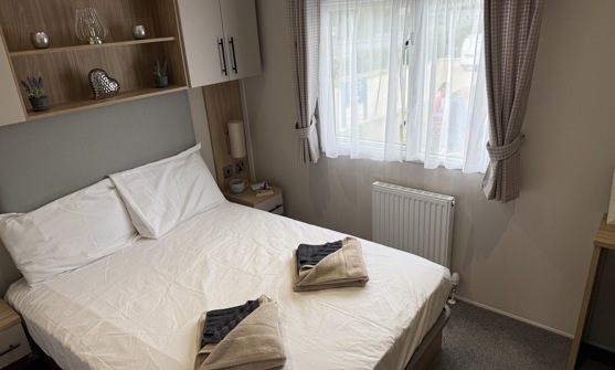 Internal of a caravan master bedroom