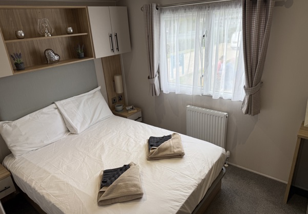 Internal of a caravan master bedroom