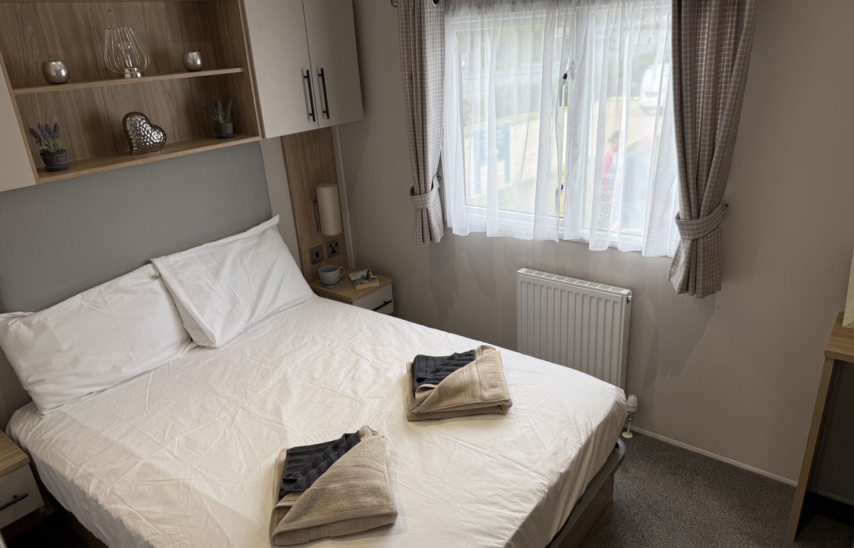 Internal of a caravan master bedroom