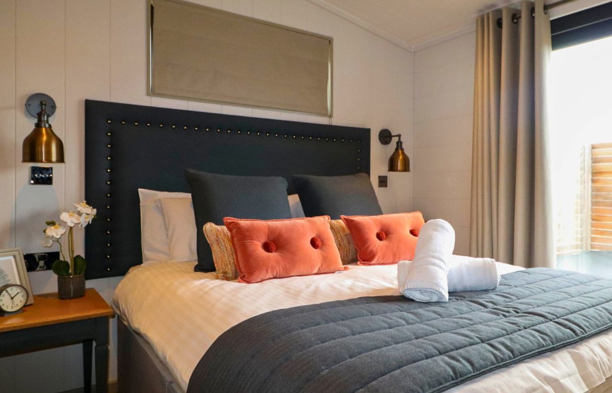 Internal of a luxury lodge double bedroom