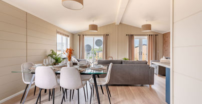 Internal of a luxury lodge open plan living space
