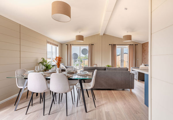 Internal of a luxury lodge open plan living space