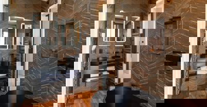 Interior of a Super Lodge Ensuite with His & Hers Sinks and Bath Tub