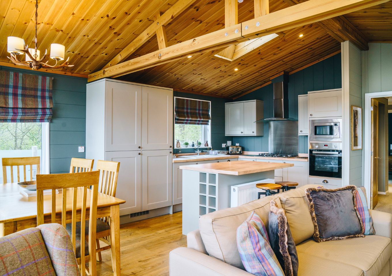 Internal of a lodge open plan living space