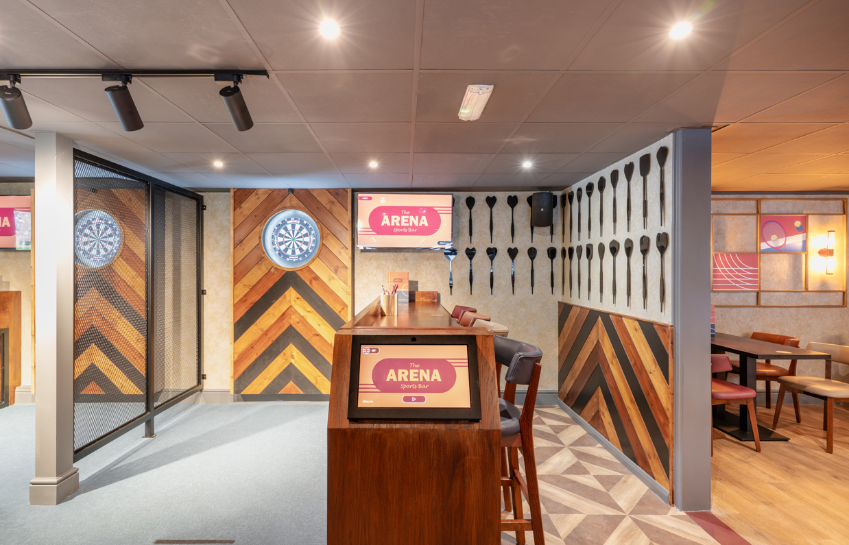 Internal of the Arena Sports Bar interactive darts area