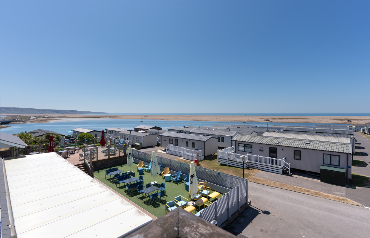 Breeze Bar & Grill Terrace with seaviews of Chesil Beach and the Jurassic Coast