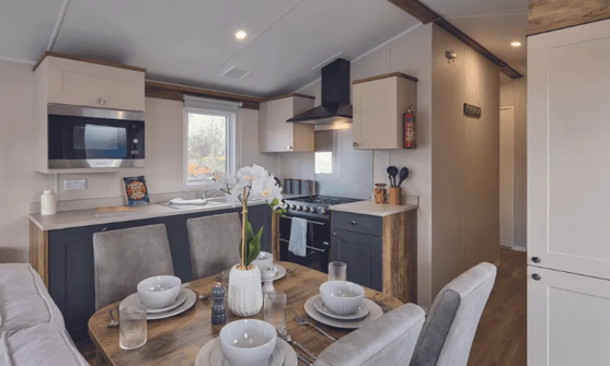 Internal of a caravan kitchen diner