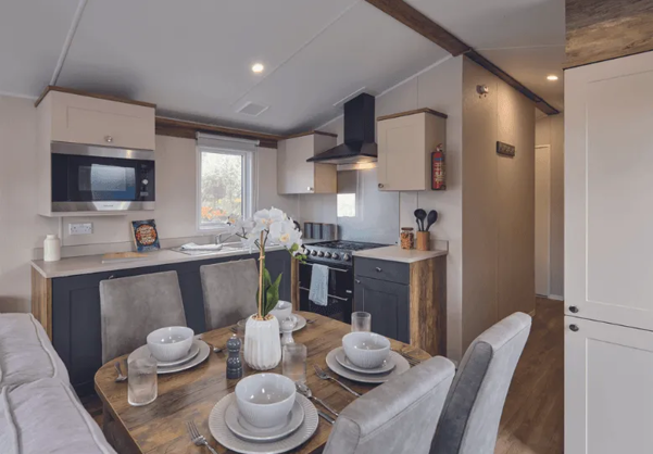 Internal of a caravan kitchen diner
