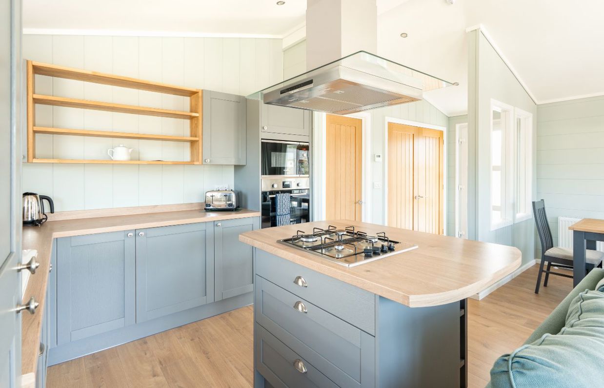 Internal of a luxury lodge open plan kitchen