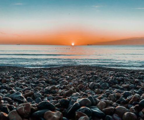 View of the sunset from the beach