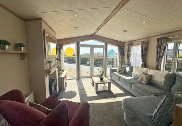 Internal of a caravan open plan living space