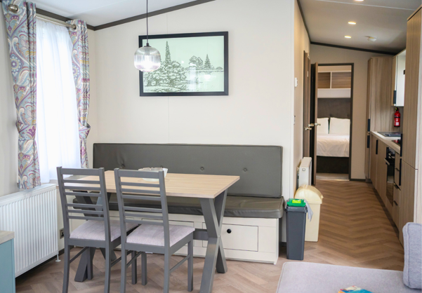 Internal of a caravan dining area