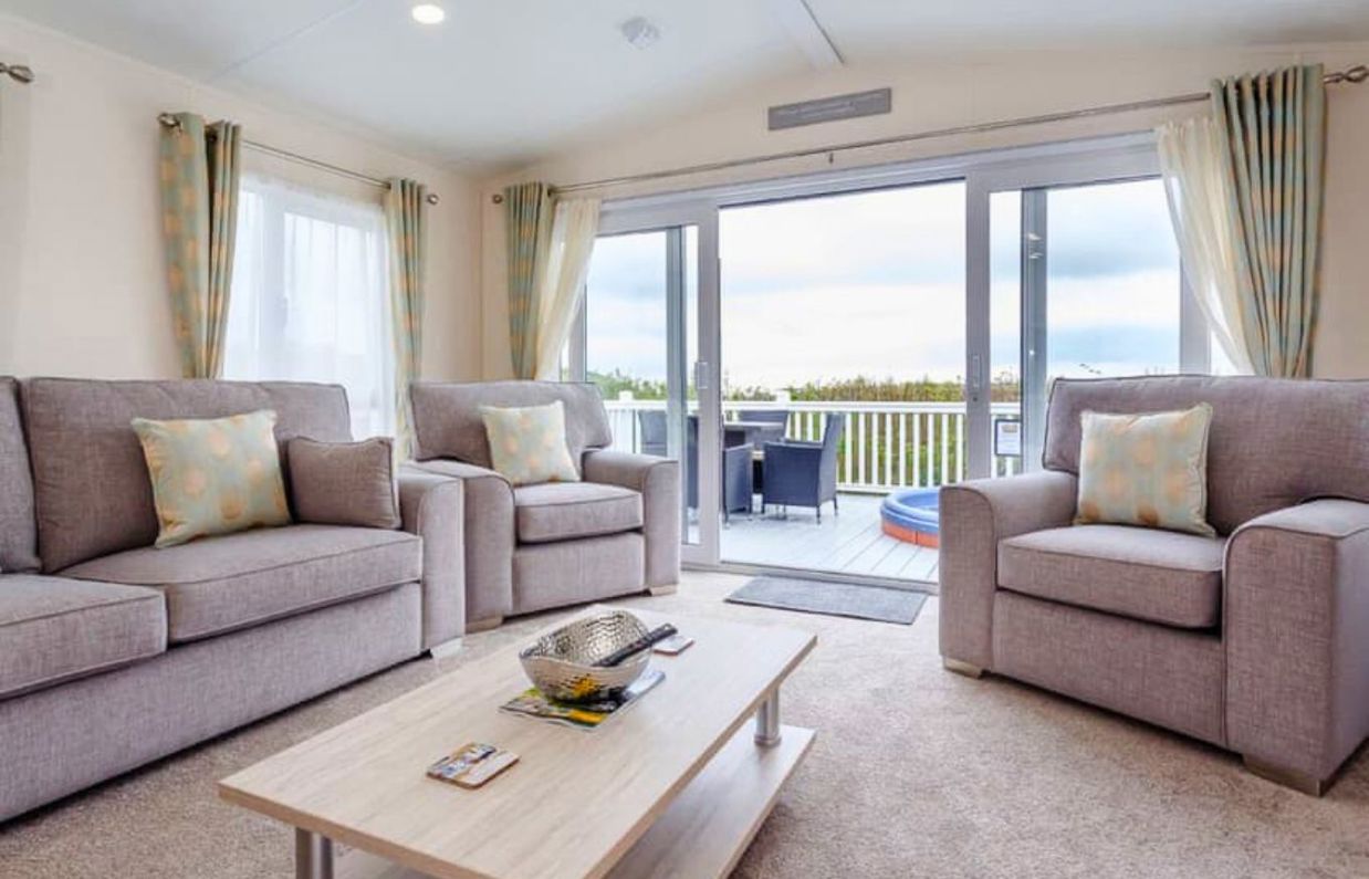 Internal of a caravan open plan lounge