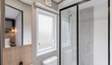 Internal of a caravan bathroom with shower