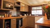Internal of safari tent open plan kitchen