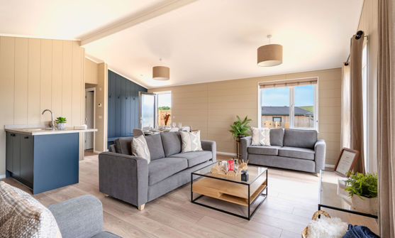 Internal of a luxury lodge open plan living space