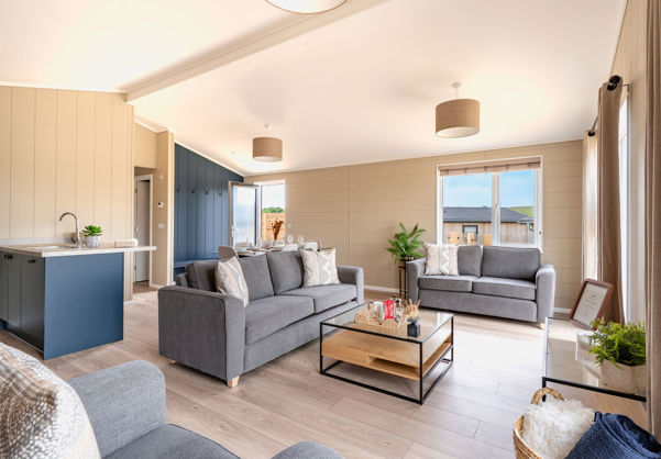 Internal of a luxury lodge open plan living space