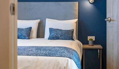 Internal of a caravan master bedroom