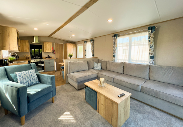 Internal of a caravan open plan living space