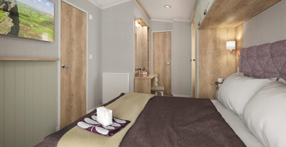 Internal of a caravan master bedroom
