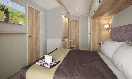 Internal of a caravan master bedroom