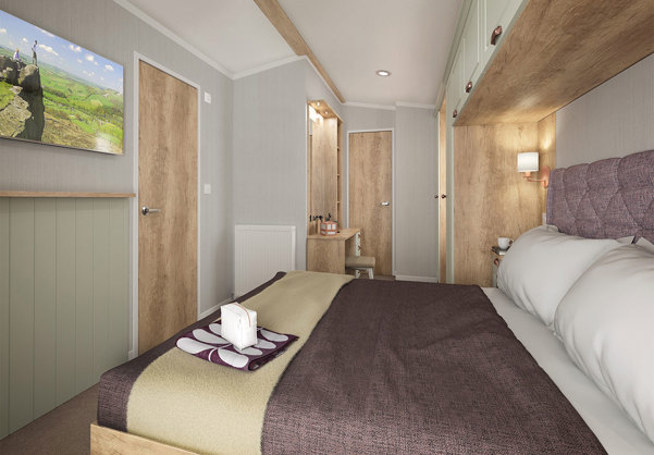 Internal of a caravan master bedroom