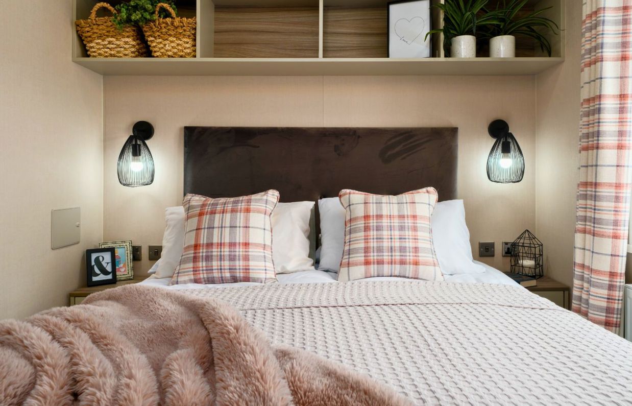 Internal of a caravan double bedroom