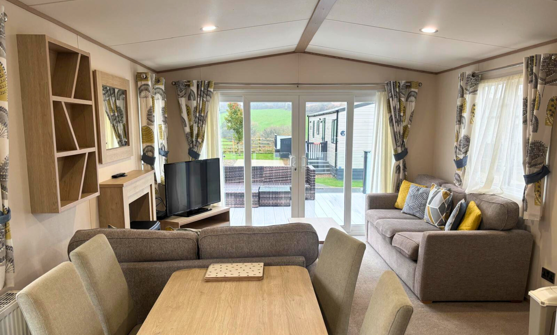 Internal of a caravan open plan living space