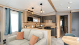 Internal of a caravan open plan living space