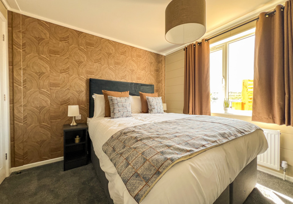 Internal of a luxury lodge master bedroom