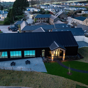 An Aerial Shot of The Barn - Indoor Swimming Pool at Tregoad 