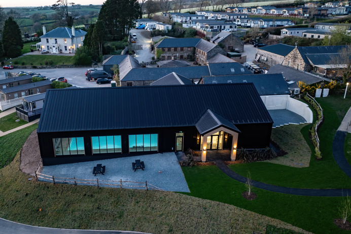 An Aerial Shot of The Barn - Indoor Swimming Pool at Tregoad 