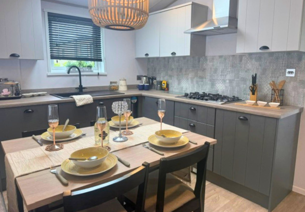 Internal of a caravan kitchen diner