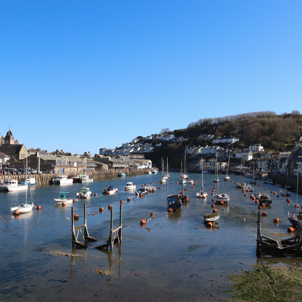 View of harbour in Looe from bridge