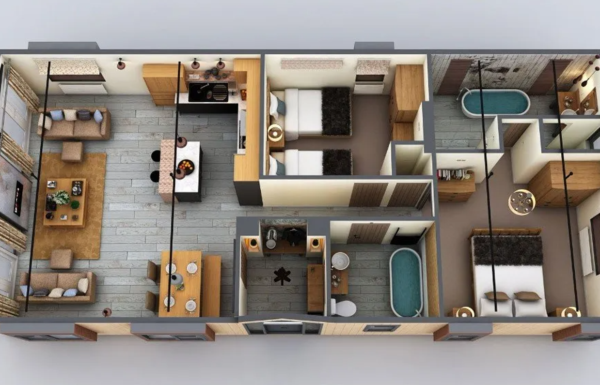 A representative floorplan of a lodge accommodation
