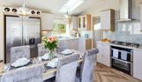 Internal of a caravan open plan kitchen diner