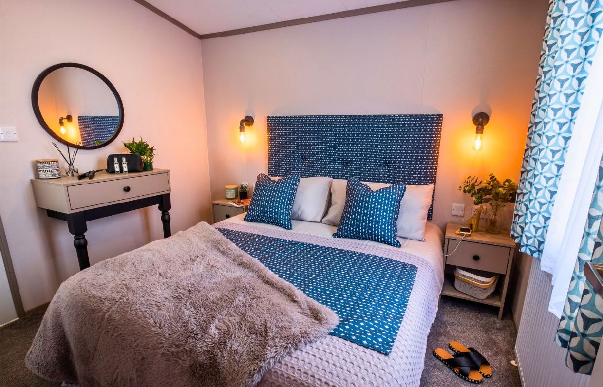 Internal of a caravan double bedroom