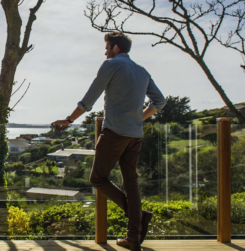 A man looking out to sea