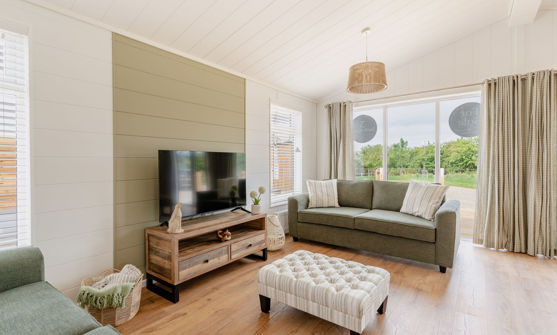 Internal of a luxury lodge open plan lounge