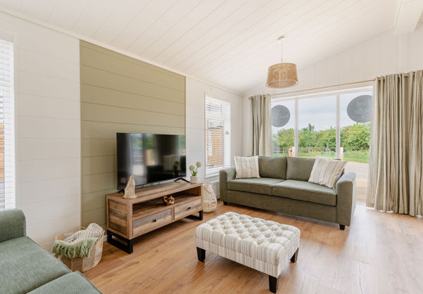 Internal of a luxury lodge open plan lounge