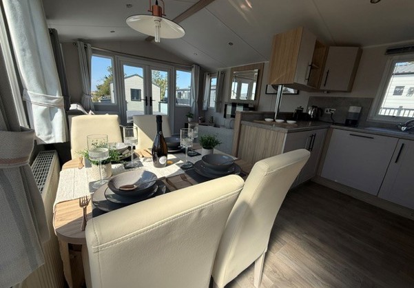 Internal of a caravan open plan living space