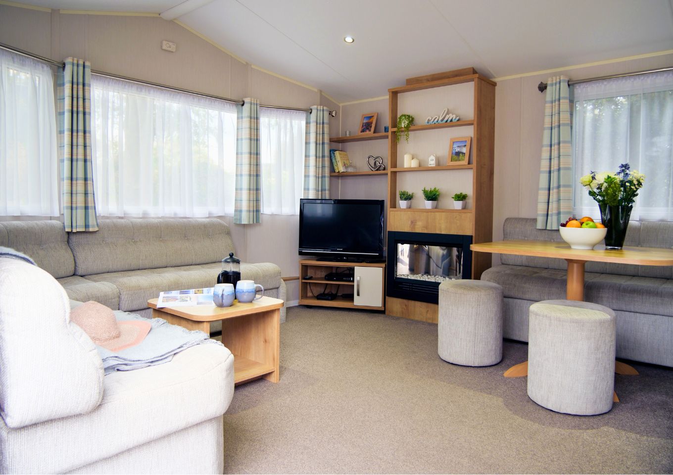 Internal of an accessible caravan spacious lounge area