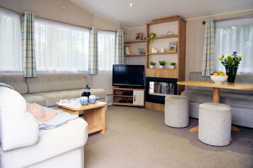 Internal of an accessible caravan spacious lounge area