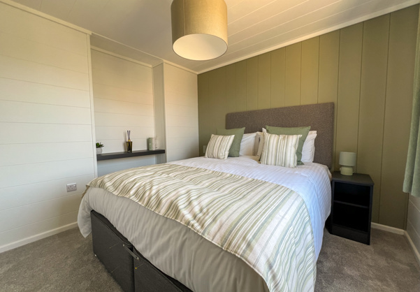 Internal of a luxury lodge master bedroom