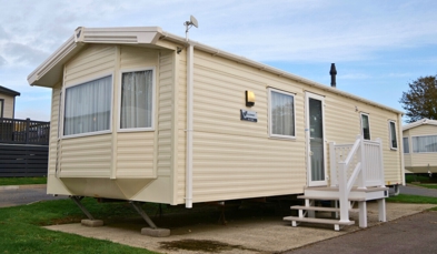 External of a classic caravan on pitch
